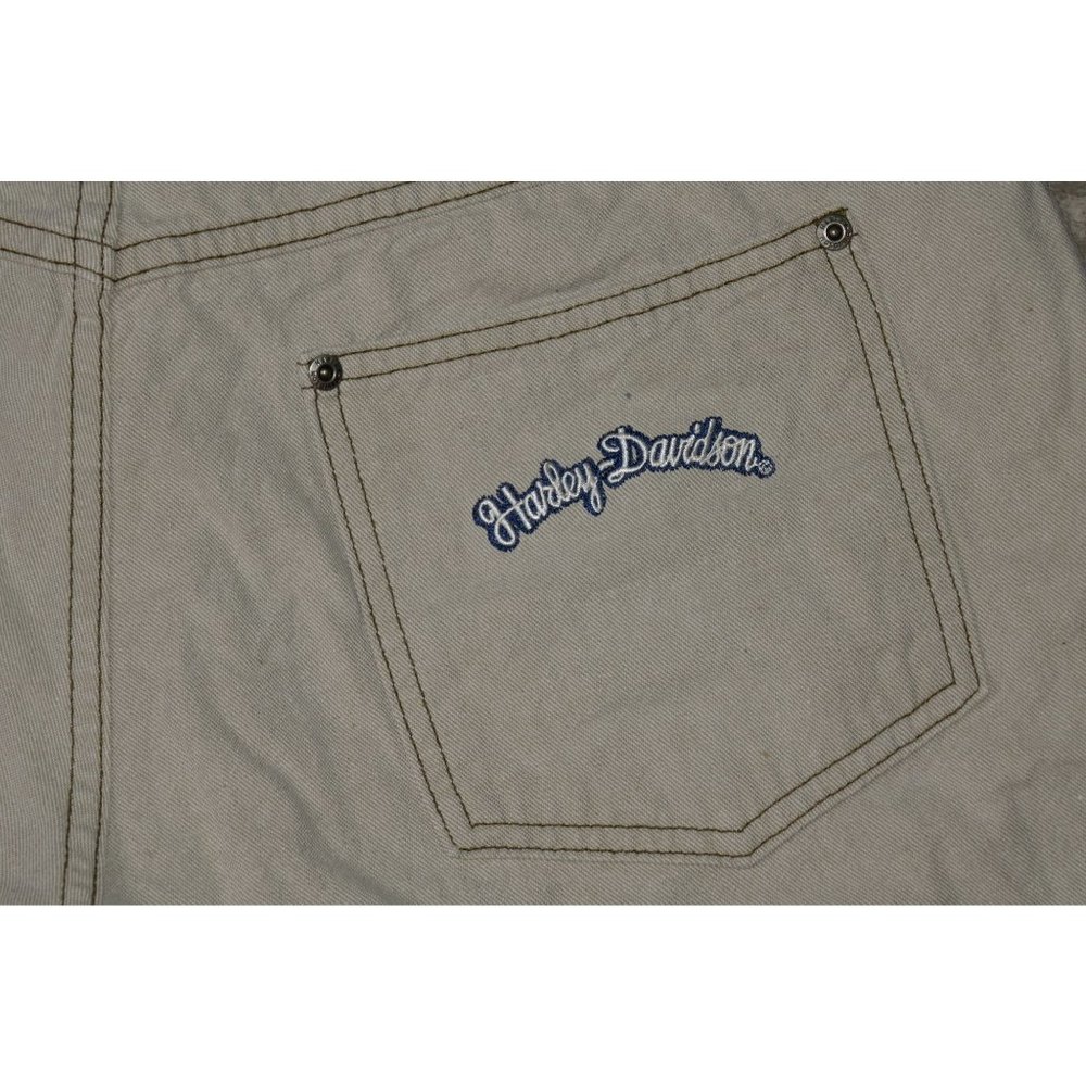 Womens Harley Davidson Light Tan Denim Shorts Y2K Size 16 Pocket Embroidered - Picture 8 of 8